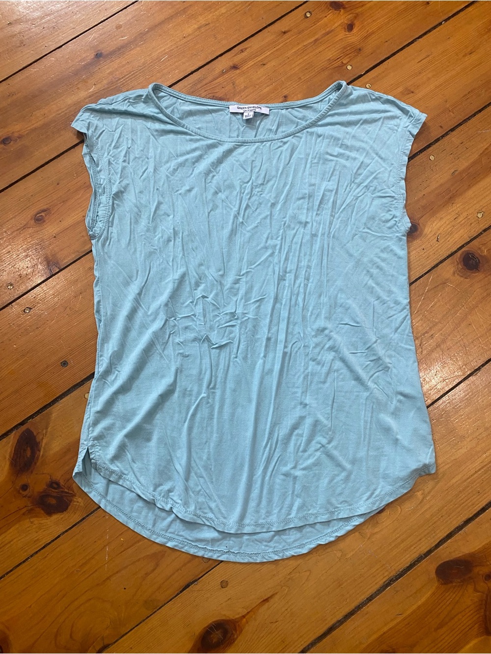 Green Envelope Seafoam Blue Cap Sleeve Tank Top size small